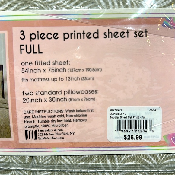 LULU & COCO Fern Pattern - 3 Piece Sheet Set - Picture 3 of 3